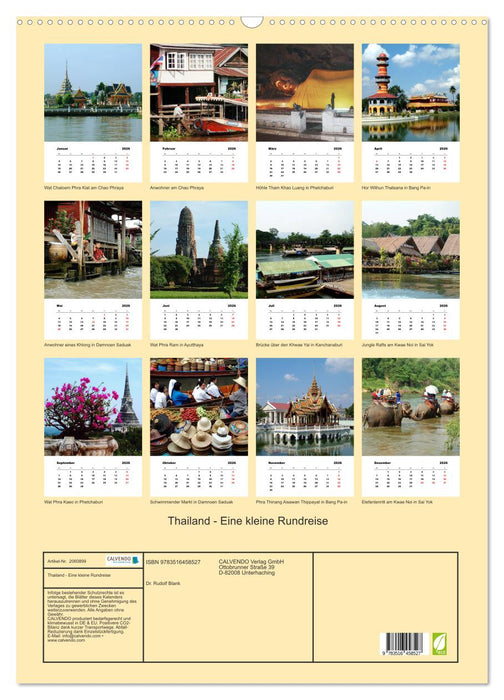 Thailand - Eine kleine Rundreise (CALVENDO Wandkalender 2026)