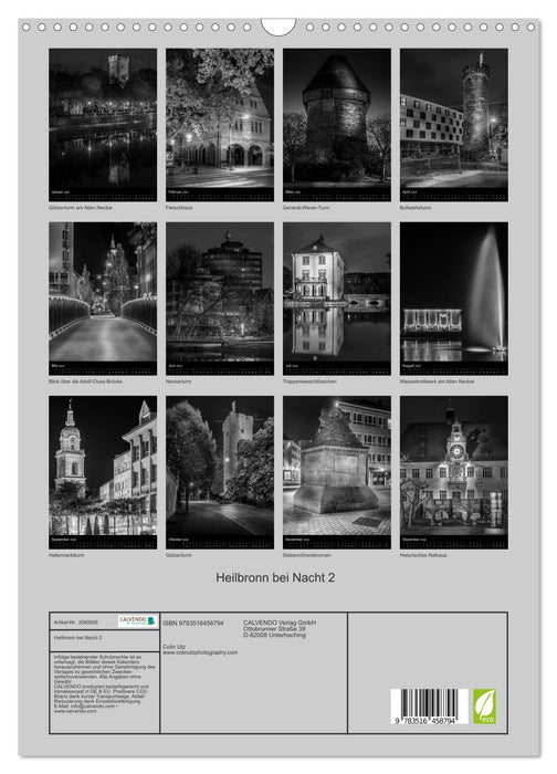 Heilbronn bei Nacht 2 (CALVENDO Wandkalender 2026)