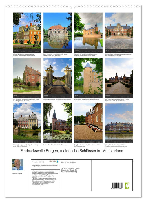 Eindrucksvolle Burgen, malerische Schlösser im Münsterland (CALVENDO Wandkalender 2026)
