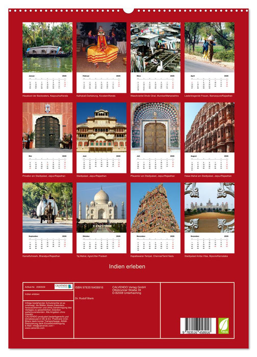 Indien erleben (CALVENDO Premium Wandkalender 2026)