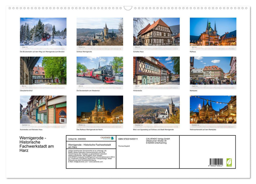 Wernigerode - Historische Fachwerkstadt am Harz (CALVENDO Wandkalender 2026)