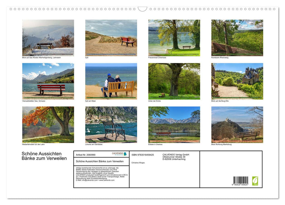 Schöne Aussichten Bänke zum Verweilen (CALVENDO Wandkalender 2026)