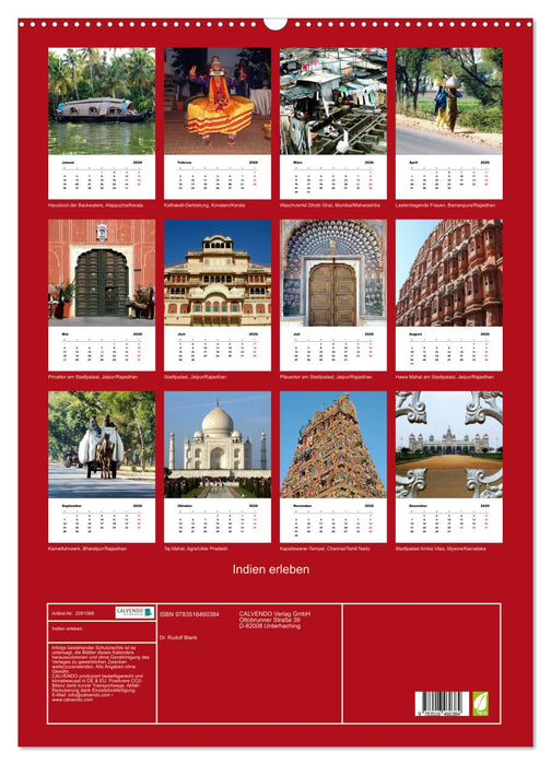 Indien erleben (CALVENDO Wandkalender 2026)