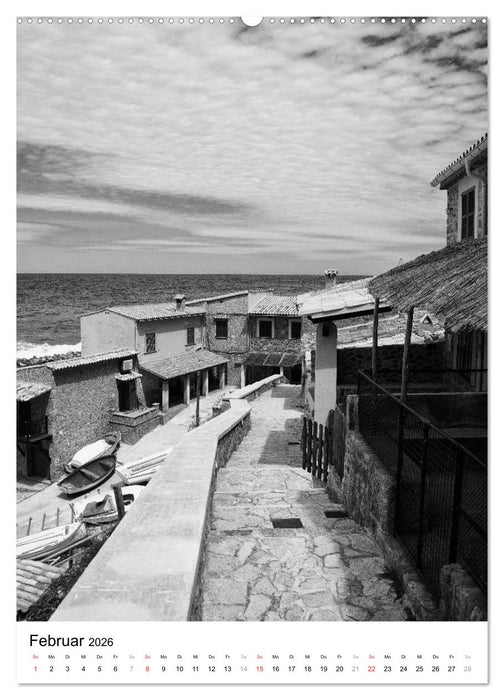 Mallorca Impressionen in schwarz-weiß (CALVENDO Premium Wandkalender 2026)