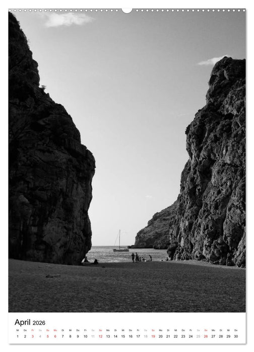 Mallorca Impressionen in schwarz-weiß (CALVENDO Premium Wandkalender 2026)