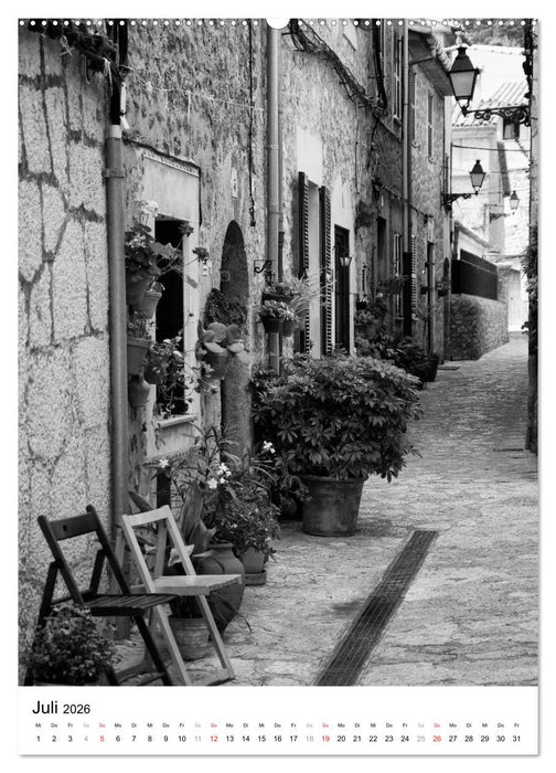 Mallorca Impressionen in schwarz-weiß (CALVENDO Premium Wandkalender 2026)