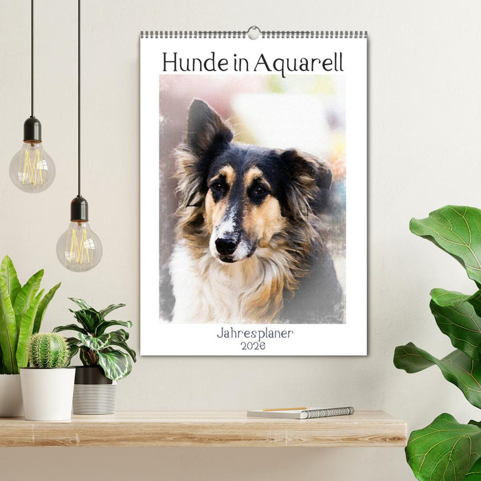 Hunde in Aquarell - Jahresplaner (CALVENDO Wandkalender 2026)