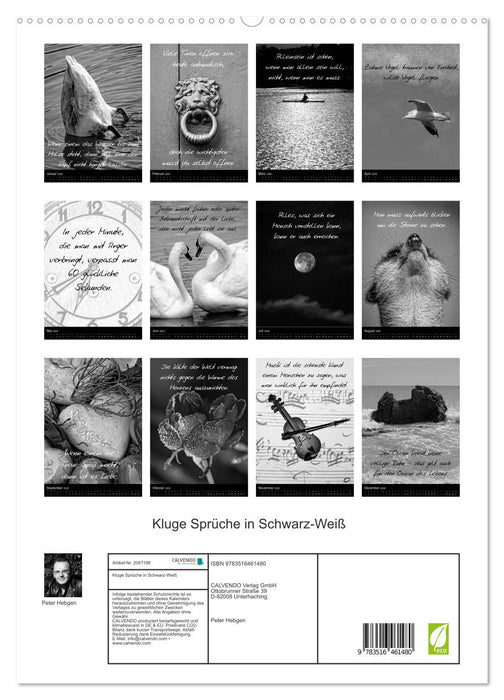 Kluge Sprüche in Schwarz-Weiß (CALVENDO Premium Wandkalender 2026)