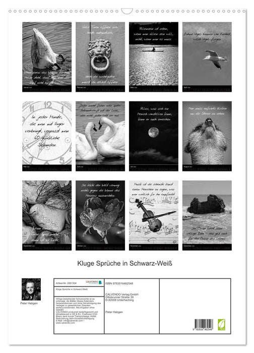 Kluge Sprüche in Schwarz-Weiß (CALVENDO Wandkalender 2026)