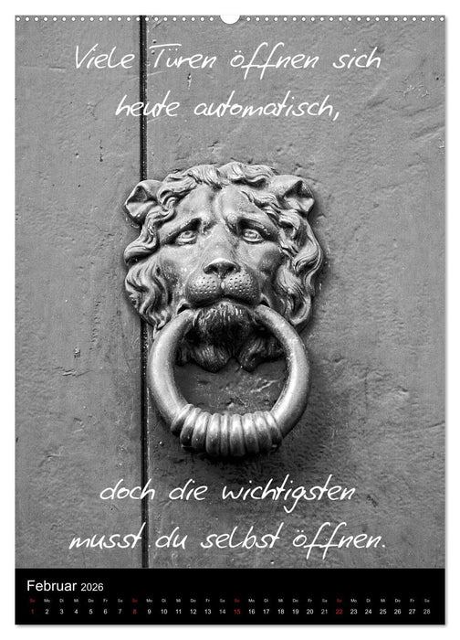 Kluge Sprüche in Schwarz-Weiß (CALVENDO Wandkalender 2026)