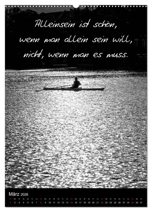 Kluge Sprüche in Schwarz-Weiß (CALVENDO Wandkalender 2026)