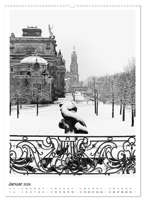 Dresden Traumstadt in Schwarz-Weiß (CALVENDO Wandkalender 2026)
