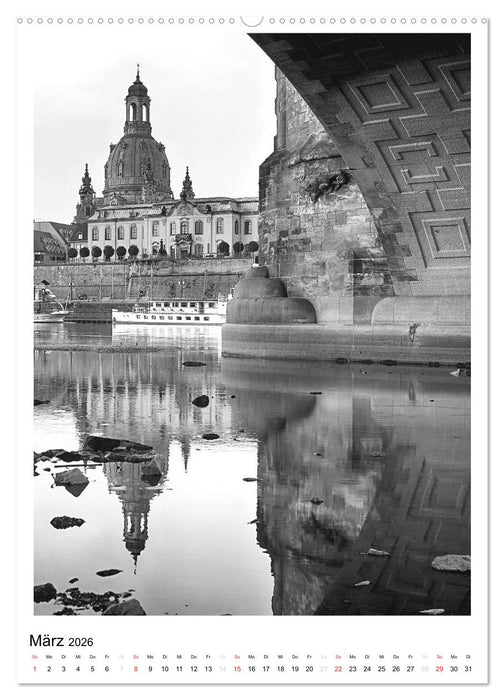 Dresden Traumstadt in Schwarz-Weiß (CALVENDO Wandkalender 2026)