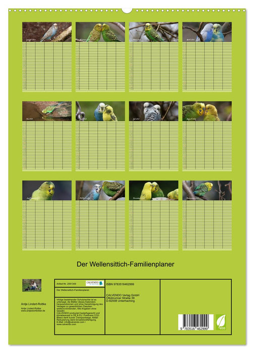 Der Wellensittich-Familienplaner (CALVENDO Premium Wandkalender 2026)