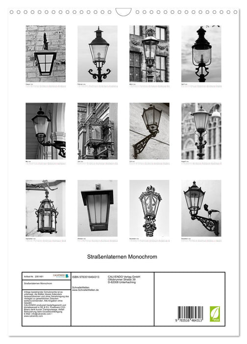 Straßenlaternen Monochrom (CALVENDO Wandkalender 2026)