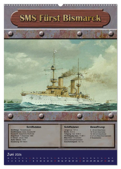 Die kaiserliche Marine 1871 - 1918 (CALVENDO Premium Wandkalender 2026)