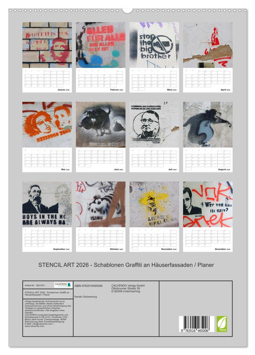 STENCIL ART 2026 - Schablonen Graffiti an Häuserfassaden / Planer (CALVENDO Premium Wandkalender 2026)