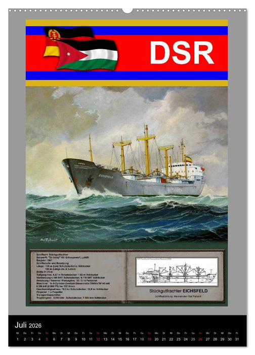 Heimathafen Rostock - Schiffe der Deutschen Seereederei (CALVENDO Premium Wandkalender 2026)
