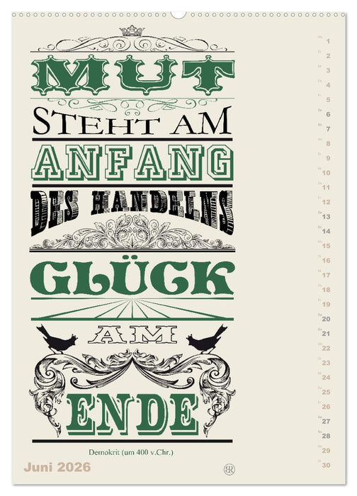Die schönsten Lebensweisheiten Typo - Kalender (CALVENDO Premium Wandkalender 2026)