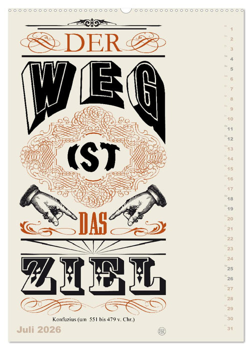 Die schönsten Lebensweisheiten Typo - Kalender (CALVENDO Premium Wandkalender 2026)