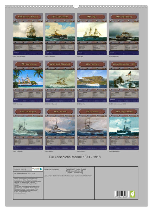 Die kaiserliche Marine 1871 - 1918 (CALVENDO Wandkalender 2026)