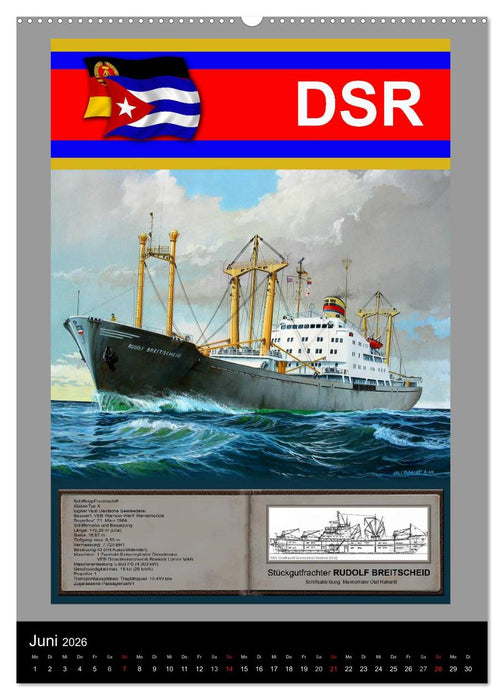 Heimathafen Rostock - Schiffe der Deutschen Seereederei (CALVENDO Wandkalender 2026)