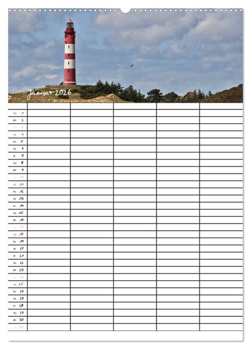 Urlaubsparadies Amrum / Familienplaner (CALVENDO Premium Wandkalender 2026)