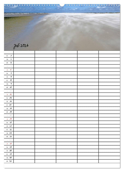 Urlaubsparadies Amrum / Familienplaner (CALVENDO Premium Wandkalender 2026)