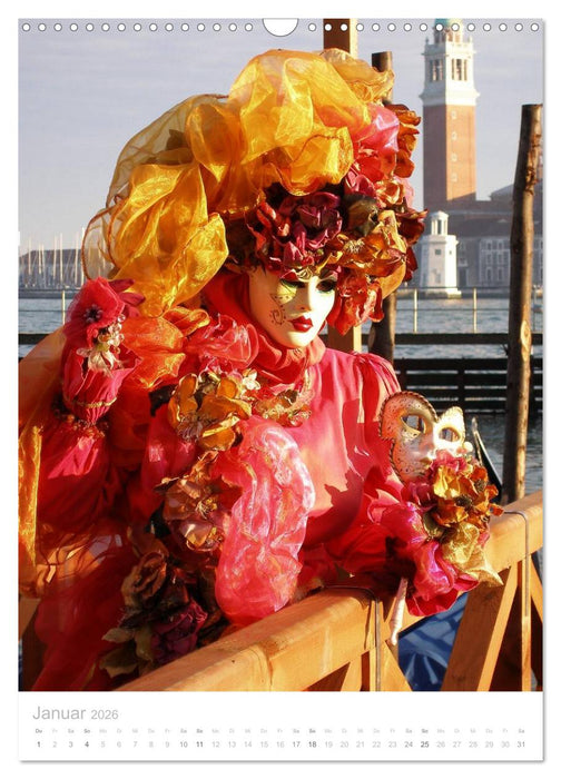 Masken der Sehnsucht - Karneval in Venedig (CALVENDO Wandkalender 2026)