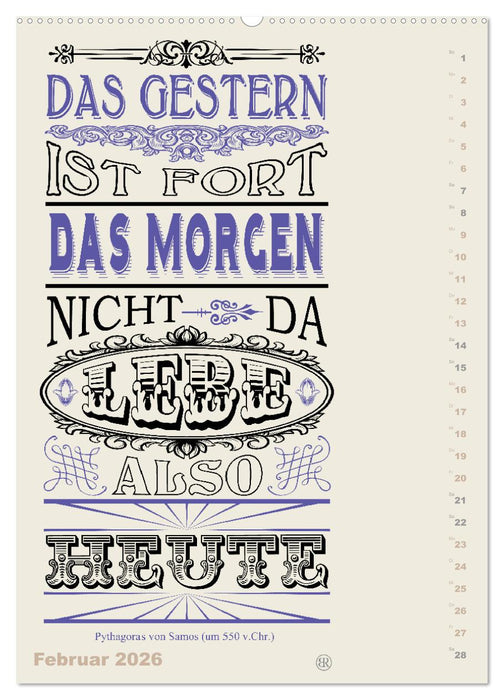 Die schönsten Lebensweisheiten Typo - Kalender (CALVENDO Wandkalender 2026)