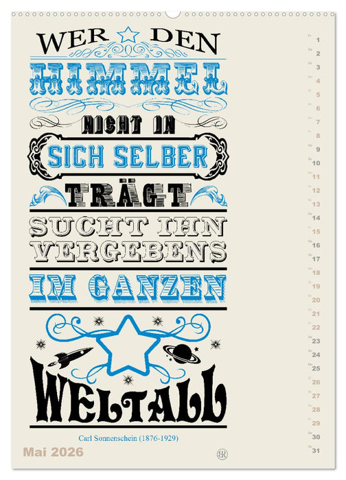 Die schönsten Lebensweisheiten Typo - Kalender (CALVENDO Wandkalender 2026)
