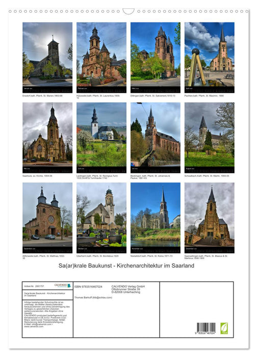 Sa(ar)krale Baukunst - Kirchenarchitektur im Saarland (CALVENDO Wandkalender 2026)