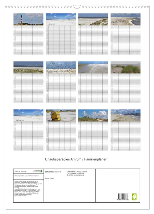 Urlaubsparadies Amrum / Familienplaner (CALVENDO Wandkalender 2026)