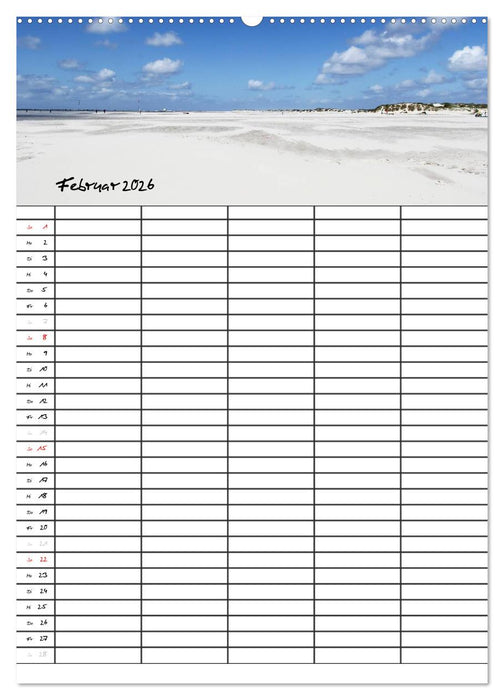 Urlaubsparadies Amrum / Familienplaner (CALVENDO Wandkalender 2026)
