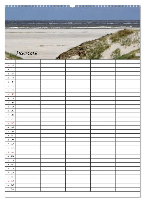 Urlaubsparadies Amrum / Familienplaner (CALVENDO Wandkalender 2026)