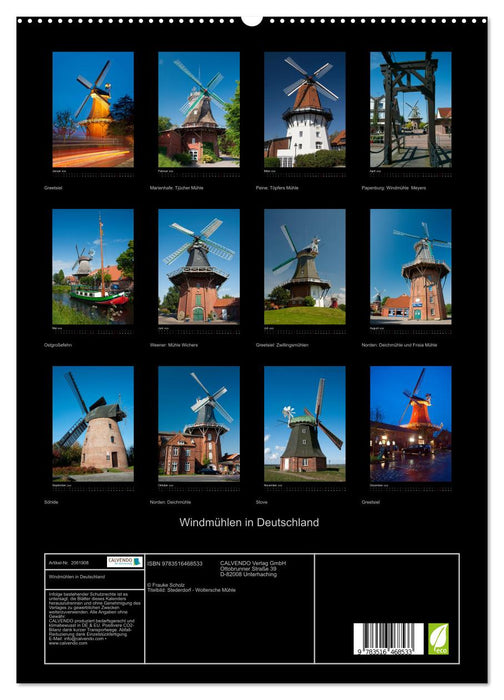 Windmühlen in Deutschland (CALVENDO Premium Wandkalender 2026)