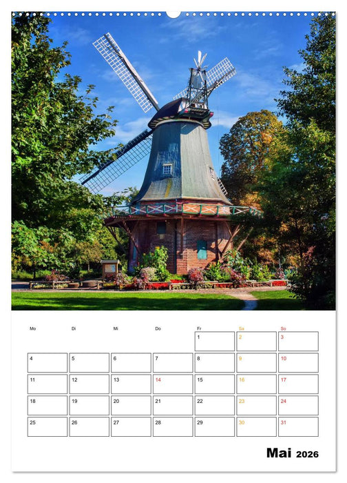 Historische Windmühlen an der Friesischen Mühlenstraße / CH-Version / Planer (CALVENDO Premium Wandkalender 2026)