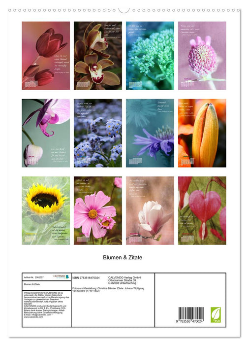 Blumen & Zitate (CALVENDO Premium Wandkalender 2026)