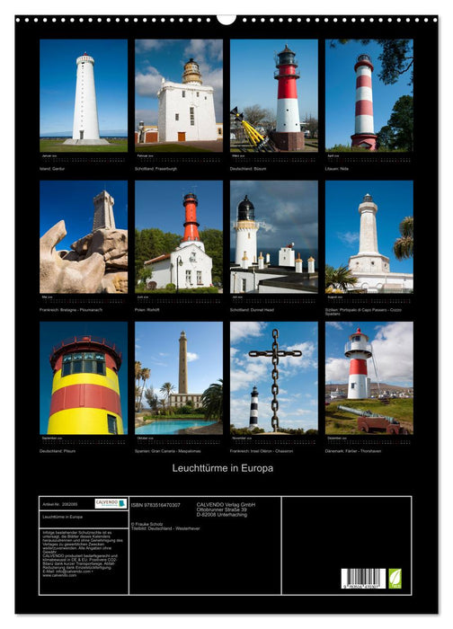 Leuchttürme in Europa (CALVENDO Wandkalender 2026)