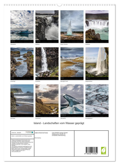 Island - Landschaften vom Wasser geprägt (CALVENDO Premium Wandkalender 2026)