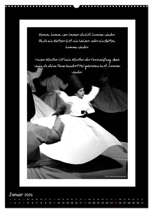 Mevlana's tanzende Derwische und seine Weisheiten (CALVENDO Premium Wandkalender 2026)