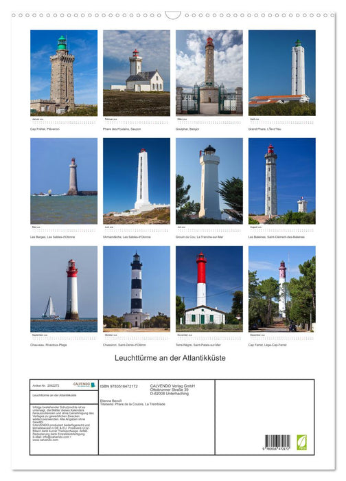 Leuchttürme an der Atlantikküste (CALVENDO Wandkalender 2026)