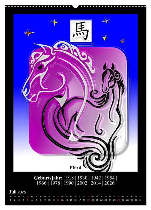 Chinesisches Horoskop (CALVENDO Premium Wandkalender 2026)