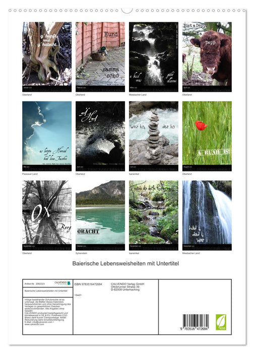 Baierische Lebensweisheiten mit Untertitel (CALVENDO Premium Wandkalender 2026)