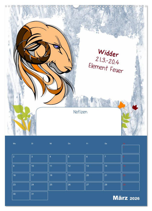 Sternzeichen • Geburtstagskalender / Planer (CALVENDO Premium Wandkalender 2026)