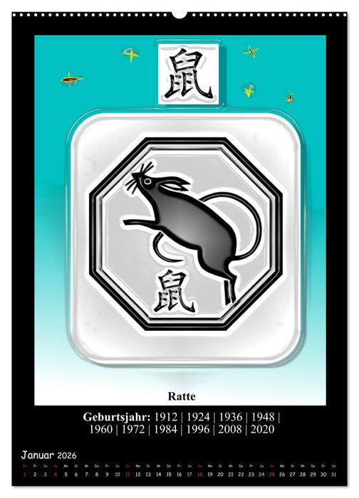 Chinesisches Horoskop (CALVENDO Wandkalender 2026)
