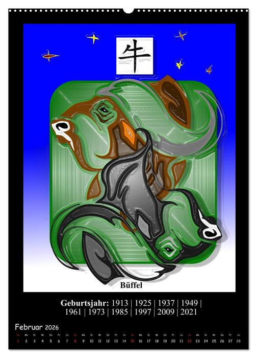 Chinesisches Horoskop (CALVENDO Wandkalender 2026)