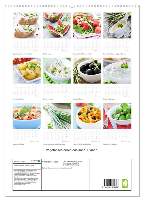 Vegetarisch durch das Jahr / Planer (CALVENDO Premium Wandkalender 2026)