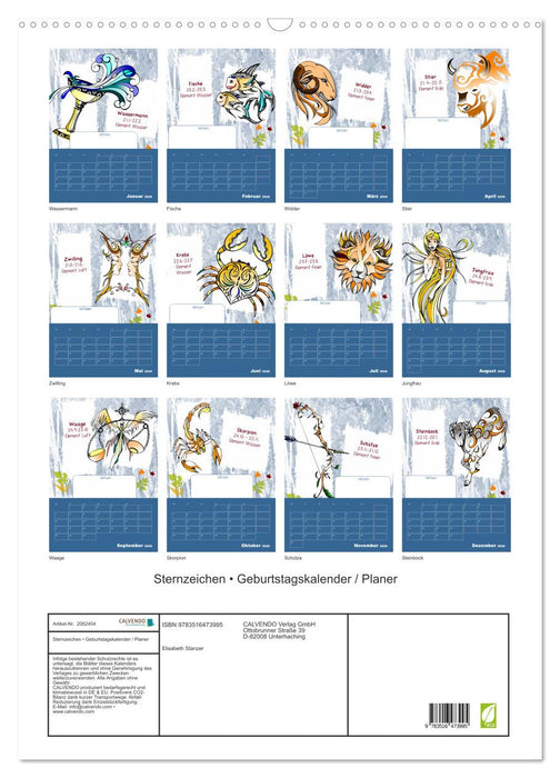 Sternzeichen • Geburtstagskalender / Planer (CALVENDO Wandkalender 2026)