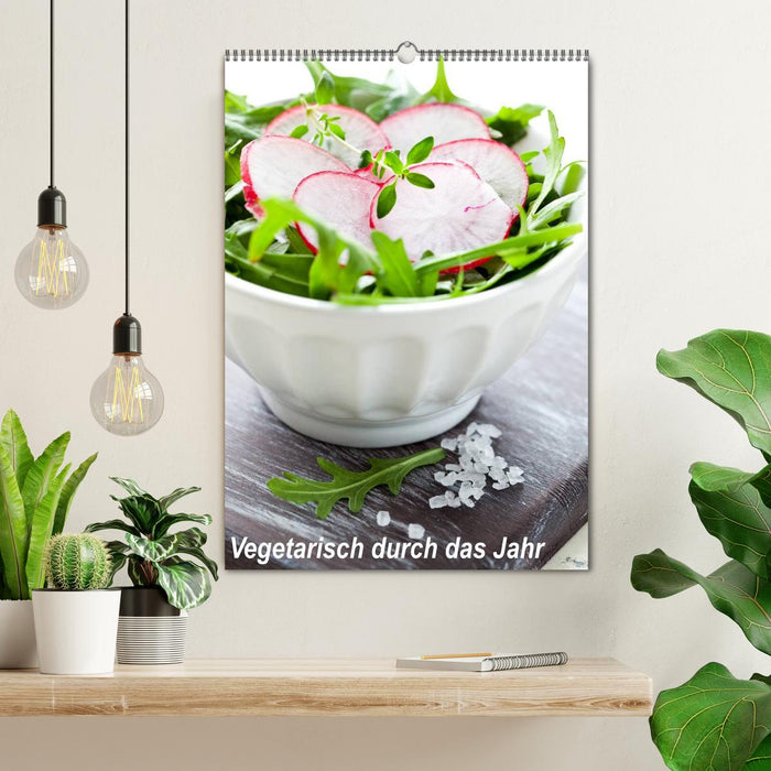 Vegetarisch durch das Jahr / Planer (CALVENDO Wandkalender 2026)